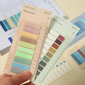 Marcadores de página de pestaña adhesiva de varios colores, pestañas de índice estético, notas adhesivas de página grabables con regla para marcar la página, clasificar archivo - Product Image 3