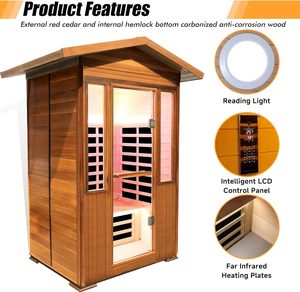 Ngoài Trời Nhà Tắm Hơi Hemlock Gỗ Hồng Ngoại Xa Phòng Tắm Hơi Cho Nhà Phòng Tắm Hơi Cho 2 Người - Product Image 2