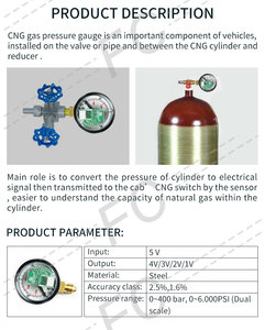 CNG/GNV basınç göstergesi Autogas dönüşüm kitleri için 5 v-doğal gaz araç manometre - Product Image 6