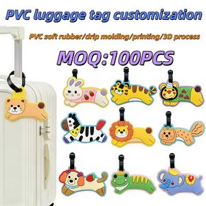 Custom Design 3D Raised Embossed Logo Travel <b>Suitcase</b> Hanger Soft PVC Rubber Blank Luggage Tag with <b>Strap</b> - Product Image 2