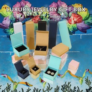 Boîte d'emballage pour bijoux en papier multicolore, étui en carton à couvercle rabattable pour bagues, colliers, boucles d'oreilles - Product Image 2