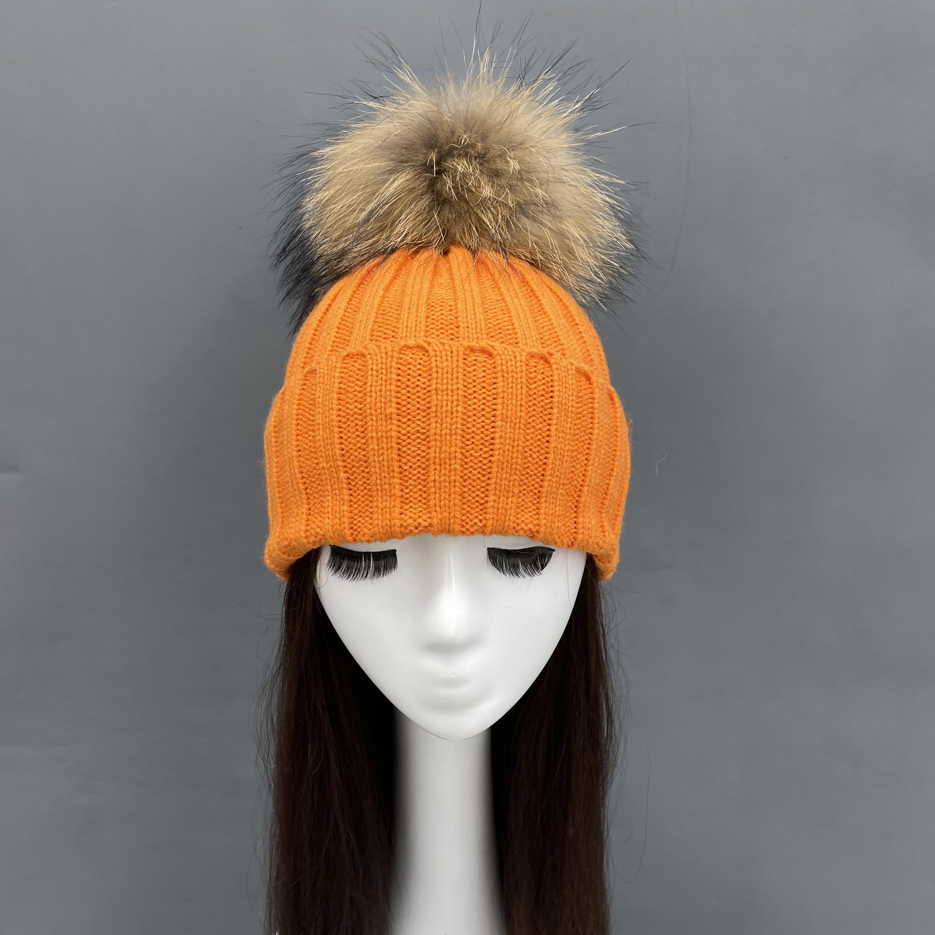 orange knitted beanie hat