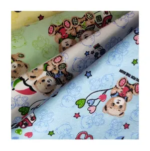 High quality cartoon patterned flannel super soft cotton flannel fabric for baby pyjamas/bedsheet