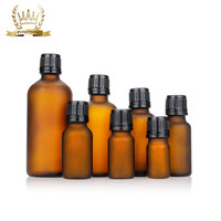 Maßgefertigter CE-Zertifizierter Hautpflegebehälter 30ml 50ml Glas-Tropfflasche Mattiertes Bernsteinfarbenes Ätherisches Öl Gesichtsserum Flasche Kindersicher