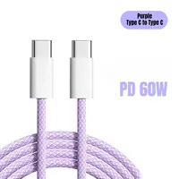 Kabel Pengisian Daya USB-C ke USB-C 60W dengan PD & QC 3.0 Fast Charge untuk iPhone 18 17 16 15 Pro Max 1m 1.5m 2m
