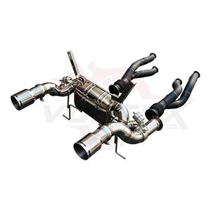 Système d'échappement complet en acier inoxydable Vortex pour Lamborghini LP700 Upgrade SVJ avec downpipes thermiques noirs et kit de embouts en maille - Product Image 3