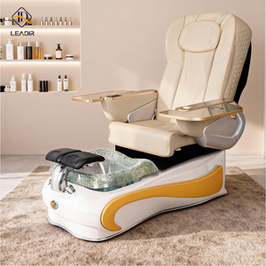 Sillón de Pedicura y Manicura de Lujo Moderno para Salón de Uñas, Silla de Masaje para Spa de Pies de Cuero PU Plateado - Product Image 1