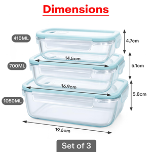 Ensemble de contenants de stockage alimentaire en verre au design moderne, colorés, sans BPA, compatibles micro-ondes, multifonctionnels, grande capacité - Product Image 3