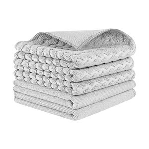 Serviette en microfibre grise tissée 300 g/m² carrée, séchage rapide, douce et absorbante, chiffons de cuisine réutilisables, lavables en machine - Product Image 1