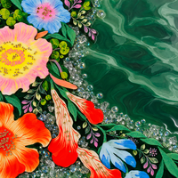Peinture Murale Florale en Porcelaine 3D en Relief Effet Cristal, Style Botanique Vintage, Couleurs Intenses, Forme Carrée, Décoration de Salon et Maison - Meilleures Ventes