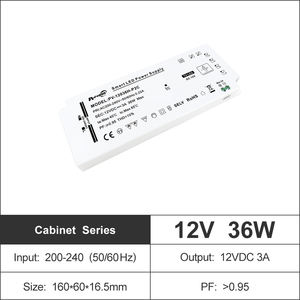 Fuente de alimentación LED para interiores ultrafina de 36W IP20 con controlador LED de gabinete de plástico con salida de PF> 0,95 de a 12V 24V CC - Product Image 5