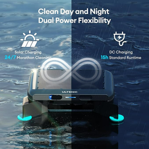 Robot nettoyeur de piscine solaire, étanche, durable et portable pour piscines hors sol avec télécommande et <span class=keywords><strong>panier</strong></span> filtrant de 6L - Product Image 3
