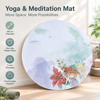 Tapis de méditation et de yoga AeroMara grand format rond en daim et caoutchouc 140 cm, antidérapant, résistant à l'eau, pour la méditation zen et les postures équilibrées