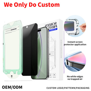 Protection d'écran double renforcée personnalisée OEM pour <span class=keywords><strong>iPhone</strong></span> 16 Pro Max, verre trempé avec impression soyeuse pour la confidentialité, avec outil d'alignement automatique - Product Image 1