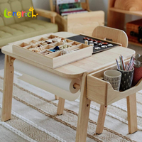 Ensemble table et chaises modernes pour enfants avec crochets, bureau d'étude en bois peu encombrant pour salle de jeux, chambre et salle de classe