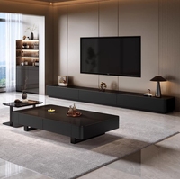 Nouveau modèle 2026 : Ensemble table basse et meuble TV de style minimaliste pour petits salons et chambres, table à thé sur pied avec tiroirs