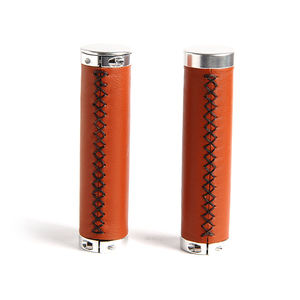 Poignées de guidon de vélo rétro en cuir de vache MAXFORD, poignées de guidon de vélo, volant de vélo, poignée de vélo <span class=keywords><strong>vintage</strong></span> en alliage, poignée de vélo à verrouillage - Product Image 1