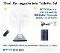Ventilateur de table populaire rechargeable à l'énergie solaire pour situations d'urgence