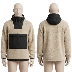 <b>Men</b> <b>Sherpa</b> Fleece <b>Hoodie</b> Color Block Pullover Hooded Sweatshirt Winter Outdoor Jacket - Product Image 4