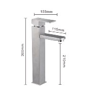 Robinet de lavabo à col haut en acier inoxydable brossé SUS304, sans plomb, mitigeur de salle de bain monotrou pour eau chaude et froide