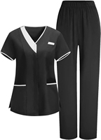 Combinaison d'infirmière pour femmes, col en V, boutons sur le devant, blanc avec bordure contrastée, uniforme médical pour hôpital et clinique