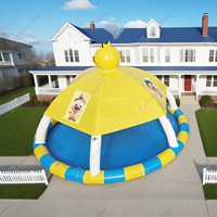 Équipement de jeu d'eau extérieur pour enfants parfait pour la piscine gonflable en forme de canard avec auvent