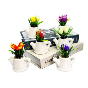 Pequeñas plantas suculentas artificiales decorativas para interiores, plátanos en maceta falsos con certificación UV, materiales cerámicos, plástico, madera, Metal, PVC, PE - Product Image 5