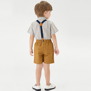 Completo Elegante per Neonato Maschio, Camicia a Maniche Corte + Pantaloncini con Bretelle, <span class=keywords><strong>Set</strong></span> di 2 Pezzi, Abbigliamento per Neonati - Product Image 3