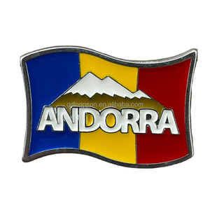 Cadeau touristique de voyage en gros Souvenirs d'Andorre en métal personnalisé Aimants de réfrigérateur Aimant de réfrigérateur d'Andorre en émail Drapeau personnalisé - Product Image 1