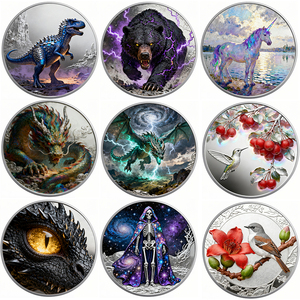 Medaglia da Collezione in Rame Puro .999 Placcato Argento da 1 oz con Rilievo Alto e Colorazione, Design <span class=keywords><strong>Fenice</strong></span>, Personalizzabile, Vendita all'Ingrosso - Product Image 6