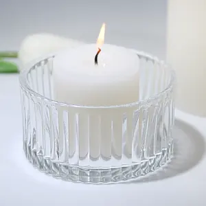 Barattolo di candela a coste in vetro trasparente barattolo di vetro vuoto per candele, candele tealight