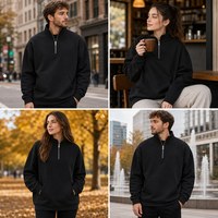 Sweat-shirts OEM pour hommes multicolores à col montant, fermeture éclair quart de tour, patte de boutonnage dissimulée, fermeture éclair métallique, poignets côtelés, brodés, en polyester/coton