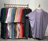 Nouveau élégant solide couleur unie Nida manches chauve-souris caftan Abaya dubaï 2022 islamique Maxi longue robe musulmane pour les femmes