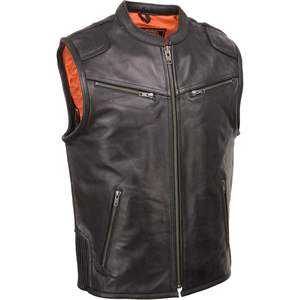 2025 cuir Cool-Tec hommes noir fermeture éclair avant gilet côté extensible pour moto et course automobile Wear-MLM3502 - Product Image 2