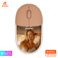 Mouse Nirkabel Kristal Warna Gradasi Lucu 2.4GHz BT Dual Mode 1200-4000DPI Pengisian Daya Tipe-C Mouse Optik Nirkabel