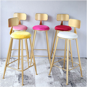 Tabouret de comptoir en velours, chaise de Bar haute en métal, moderne, Rose doré, de style décontracté et minimaliste, pour la <span class=keywords><strong>maison</strong></span>, en vente, offre spéciale, - Product Image 3