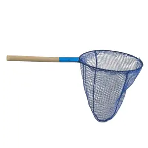 Hot Selling Houten Handvat 16.5 Inch S Vorm Visnet Mesh 0.95*0.95 Inch Net Blauwe Netten Klaar Voor Verzending