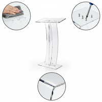 Pupitre Moderne en Acrylique Transparent, Lutrin d'Église en Lucite, Podium Portable Transparent et Réglable pour Maison, Bar, École, Supermarché