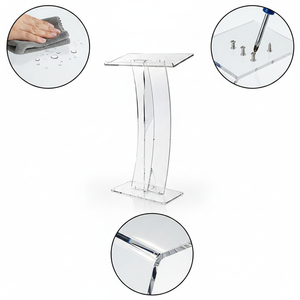 <span class=keywords><strong>Atril</strong></span> de Acrílico Transparente Moderno Púlpito de Lucita para Iglesia Podio Portátil de Bienvenida Elevable para Hogar Bar Escuela Supermercado - Product Image 6