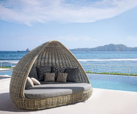 Offre Spéciale lit d'extérieur en rotin de jour pour salon d'extérieur coussins de canapé Patio Garden Rattan Cocoon Lounge Bed