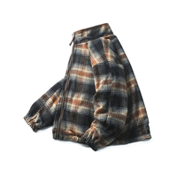 Nouvelle arrivée flanelle à carreaux et nylon veste réversible hommes pleine fermeture éclair col montant entraîneur veste réversible