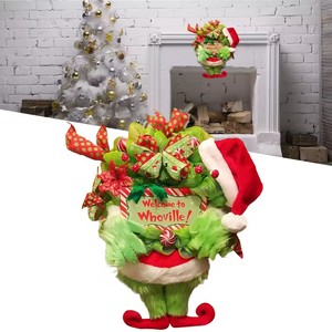 Ornement <span class=keywords><strong>de</strong></span> <span class=keywords><strong>porte</strong></span> <span class=keywords><strong>de</strong></span> monstre en peluche vert créatif avec pendentif <span class=keywords><strong>couronne</strong></span> <span class=keywords><strong>de</strong></span> jambe <span class=keywords><strong>de</strong></span> fourrure Grinch <span class=keywords><strong>pour</strong></span> les décorations du Nouvel An et <span class=keywords><strong>de</strong></span> Noël - Product Image 5