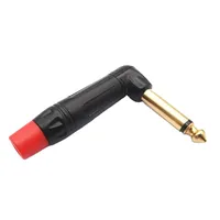 Ángulo recto 6,35mm TS Mono Jack 90 grados estéreo 1/4 pulgadas enchufe macho soldadura conector colorido mezclador de guitarra de Metal chapado en oro