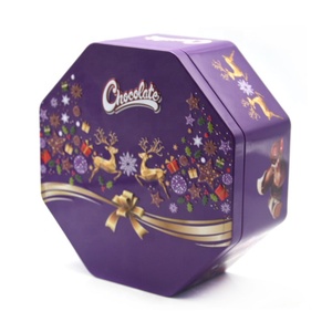 Bát giác hình dạng sô cô la Cookie Biscuit hộp kim loại - Product Image 1