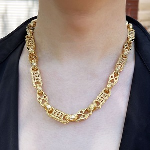 Nouvel Arrivage Chaîne à Maillons Monnaie 10mm pour Hommes, Collier Hip Hop en Laiton Plaqué Or 18K, Chaîne à Maillons Iced Out, Bijoux de Cou, Vente en Gros - Product Image 3