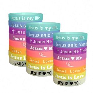 Jesus Wristband Silicone Promotional Religious Rubber <b>Bracelets</b> with Printed Design Can Customized Luminous Wristband - Product Image 2