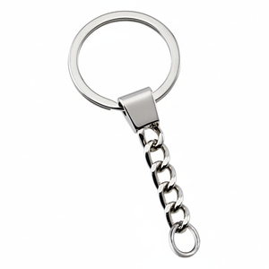 Portachiavi in Acciaio Inossidabile con Catena e Anello Divisibile, Accessorio per Chiavi in Metallo - Product Image 2