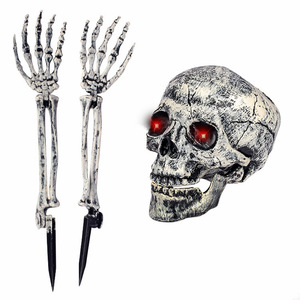Halloween <b>Light</b> <b>Up</b> Skull Ground Stake Skeleton Hand Ornament Yard Lawn Scene Layout Spooky Garden Decoration - Product Image 5