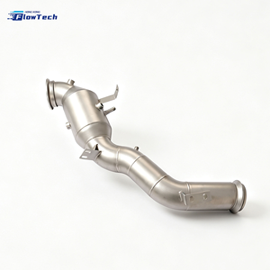 Downpipe FlowTech haute performance en acier inoxydable T304 avec finition polie 200 cellules pour Mercedes C43 C63 W206 M139 2.0T - Product Image 2