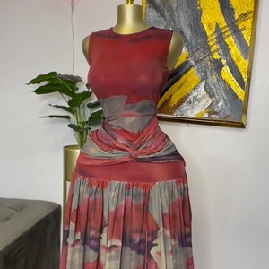 Vestido Largo Informal de Fiesta <span class=keywords><strong>para</strong></span> Mujer, Estilo Boutique, Sexy, sin Mangas, Estampado, de Malla, <span class=keywords><strong>para</strong></span> Usar en la Calle - Product Image 2